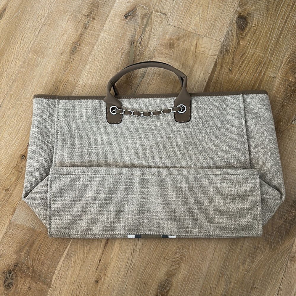 Lily & Bean The Lily Canvas Weekender Soft Fawn Jumbo Tote Bag JG Initials NWT - Picture 3 of 16